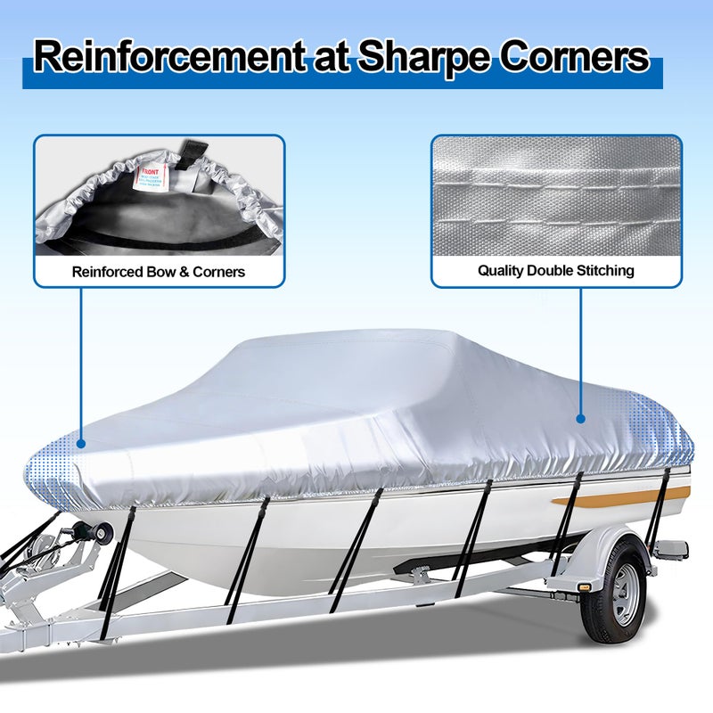 iCover غطاء قارب قابل للسحب iCOVER - 23'-24' غطاء تارس ثقيل مقاوم للماء مع حقيبة تخزين، يناسب القوارب على شكل V، صيد الأسماك والتزلج، أسلوب محترف، قوارب الصيد، قوارب الركض، حتى 23 قدم - 24 قدم طول و102 بوصة عرض - Image 5